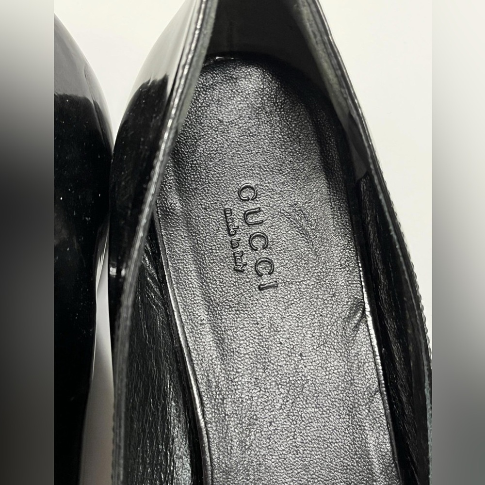 Gucci Black Patent Leather Peekaboo Toe Flats - Picture 5 of 5